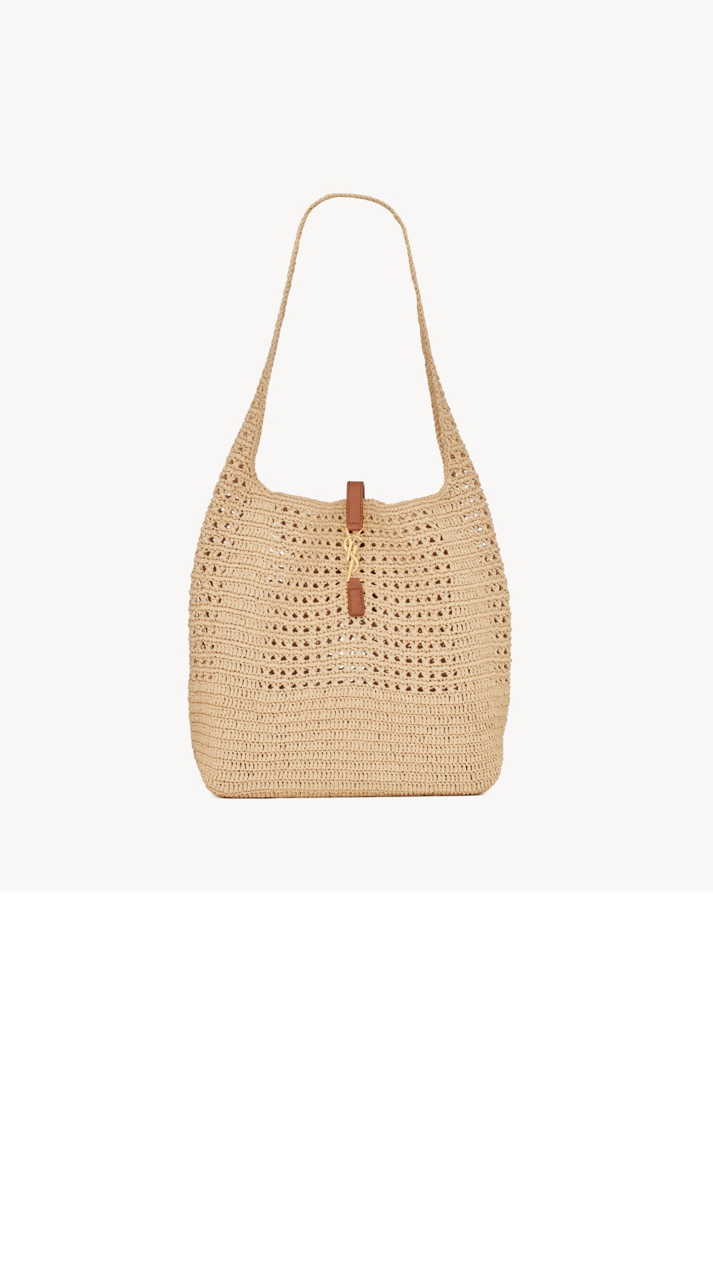 생로랑 크로쉐와 스무스 가죽 소재의 라피아 호보백 690941