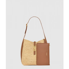 생로랑 라피아 및 가죽 소재의 유연한 le 5 à 7 스몰백 823812