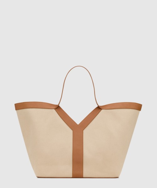 생로랑 캔버스와 가죽 소재의 y 토트 817602