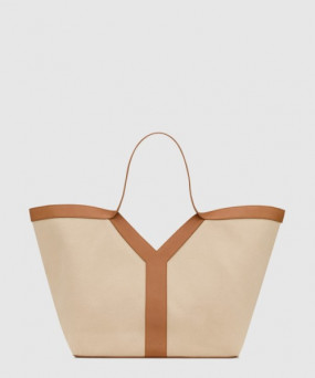 생로랑 캔버스와 가죽 소재의 y 토트 817602