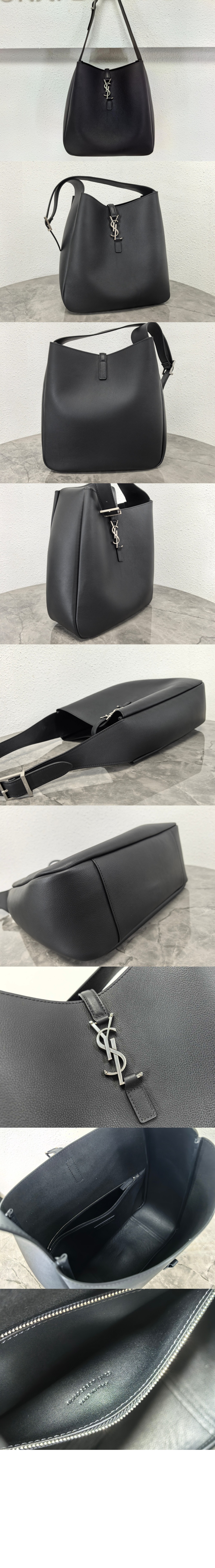 생로랑 그레인 가죽 소재의 유연한 LE 5 A 7 라지백 753837