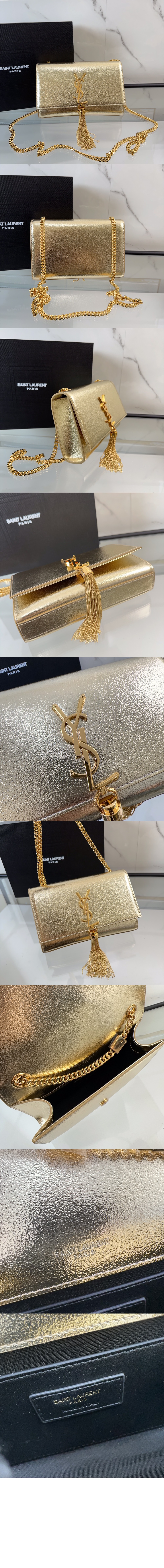 생로랑 메탈릭 가죽 소재의 KATE 스몰 태슬백 474366