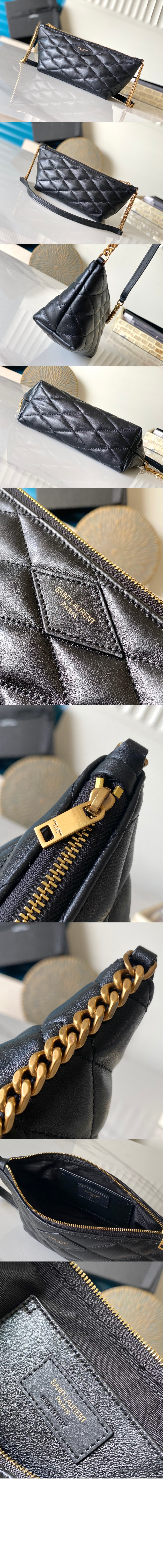 생로랑 퀼트 처리된 램스킨 소재의 지퍼 숄더백 755979