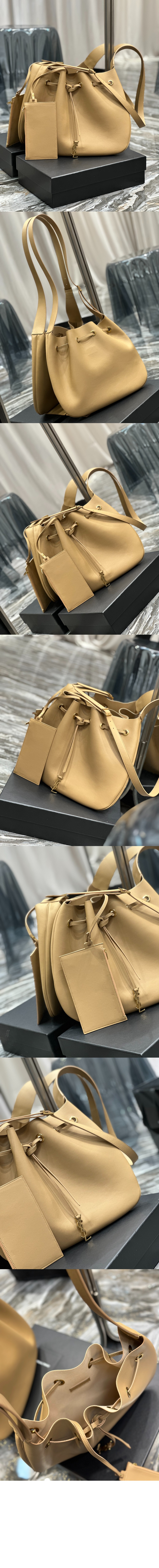 생로랑 스무스 가죽 소재의 PARIS VII 라지 플랫 호보백 697941