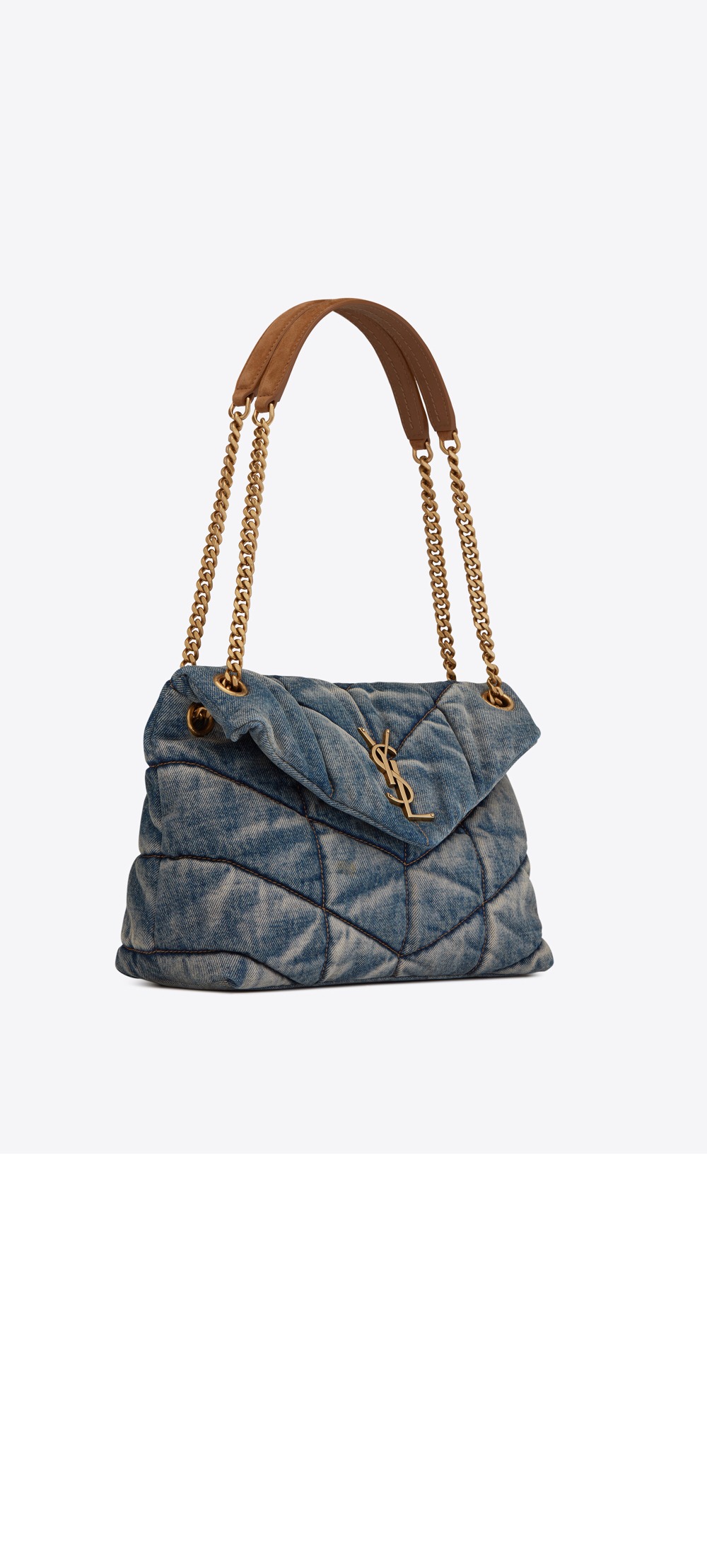 생로랑 루루 푸퍼백 데님 미듐 577475