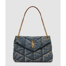 생로랑 루루 푸퍼백 데님 미듐 577475