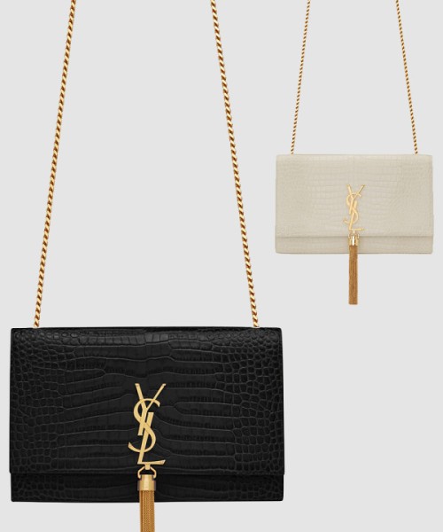 생로랑 크로커 케이트백 테슬 미듐 354119