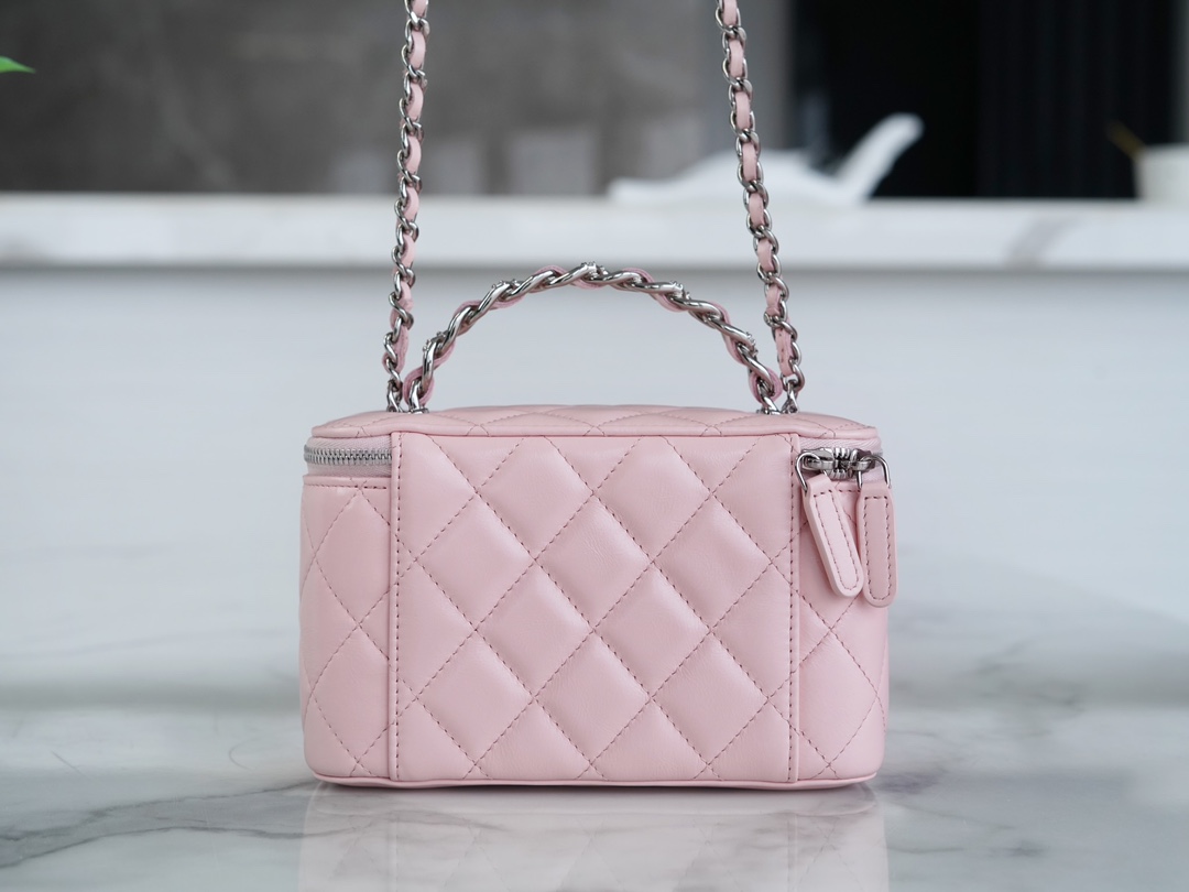 샤넬 탑핸들 스몰 베니티백 핑크 은장
