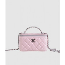 샤넬 탑핸들 스몰 베니티백 핑크 은장
