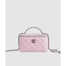 샤넬 탑핸들 스몰 베니티백 핑크 은장