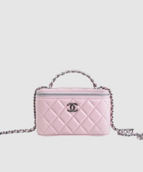 샤넬 탑핸들 스몰 베니티백 핑크 은장