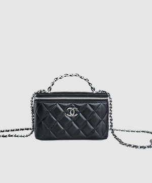 샤넬 탑핸들 스몰 베니티백 화이트 은장