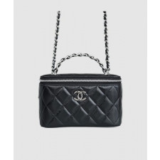 샤넬 탑핸들 스몰 베니티백 블랙 은장