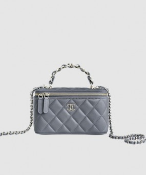 샤넬 체인 코스메틱 베니티백 그레이 은장