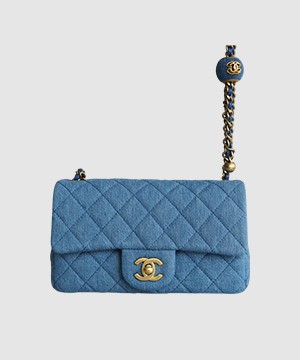 샤넬 뉴미니 클래식 플랩백 골드볼 데님