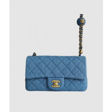 샤넬 뉴미니 클래식 플랩백 골드볼 데님