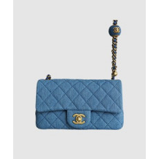 샤넬 뉴미니 클래식 플랩백 골드볼 데님