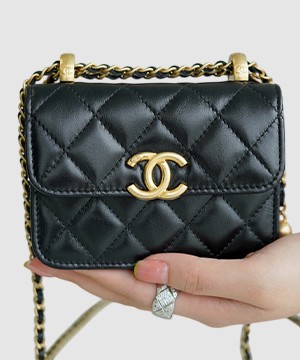 샤넬 더블 골드볼 미니 WOC 블랙