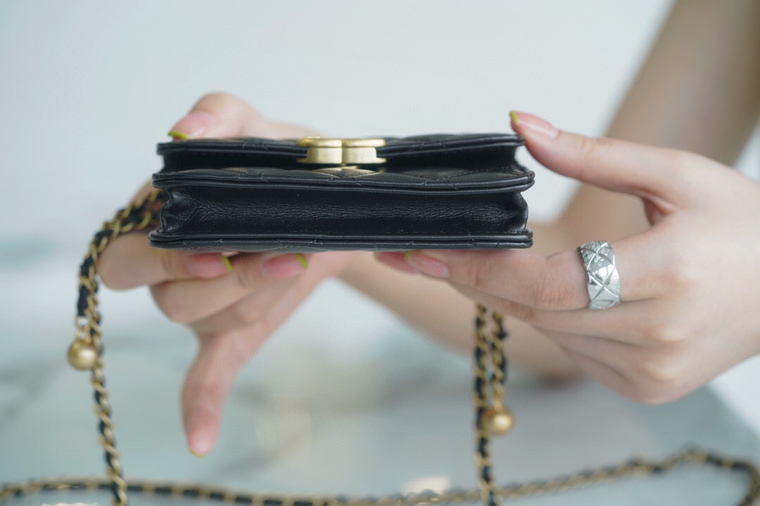 샤넬 더블 골드볼 미니 WOC 블랙