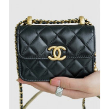 샤넬 더블 골드볼 미니 WOC 블랙
