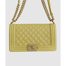 샤넬 보이백 미듐 옐로우 금장 캐비어