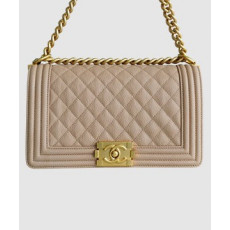 샤넬 보이백 미듐 베이지 금장 캐비어