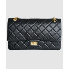 샤넬 2.55 빈티지 플랩백 블랙 금장 미듐