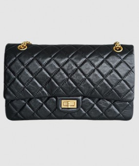 샤넬 2.55 빈티지 플랩백 블랙 금장 미듐