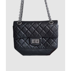 샤넬 2.55 빈티지 플랩백 블랙 은장 미니