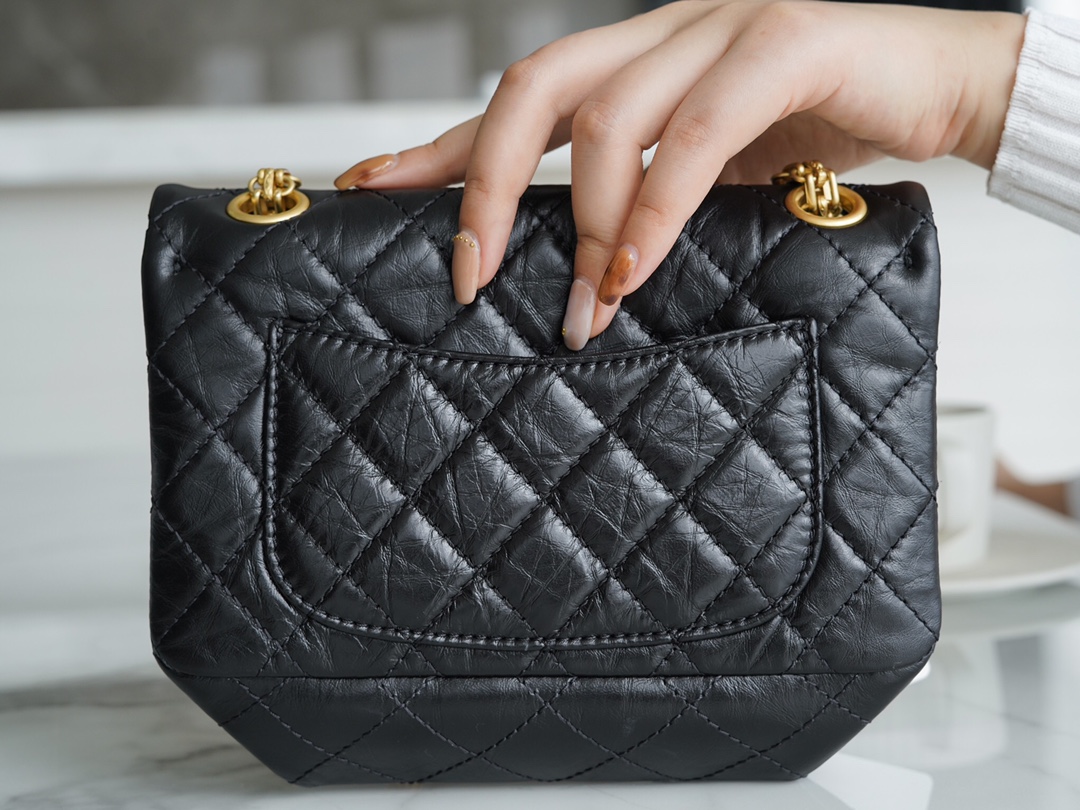 샤넬 2.55 빈티지 플랩백 블랙 금장 미니