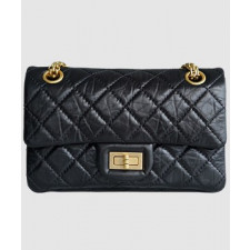 샤넬 2.55 빈티지 플랩백 블랙 금장 미니