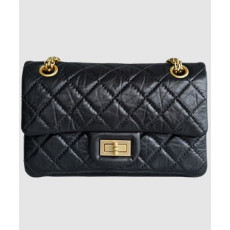 샤넬 2.55 빈티지 플랩백 블랙 금장 미니