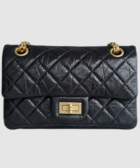 샤넬 2.55 빈티지 플랩백 블랙 금장 미니