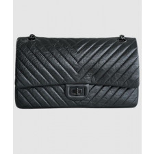 샤넬 2.55 빈티지 플랩백 올블랙 미듐