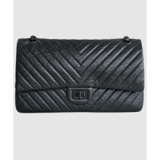 샤넬 2.55 빈티지 플랩백 올블랙 미듐