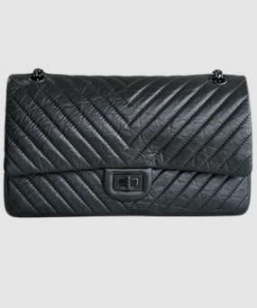 샤넬 2.55 빈티지 플랩백 올블랙 미듐