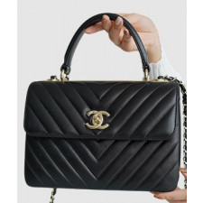 샤넬 탑핸들 트렌디 CC 블랙 스몰 램스킨