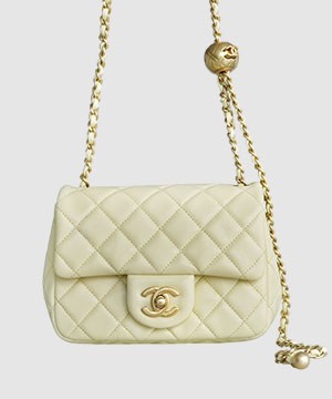 샤넬 메탈볼 플랩백 옐로우 금장 램스킨