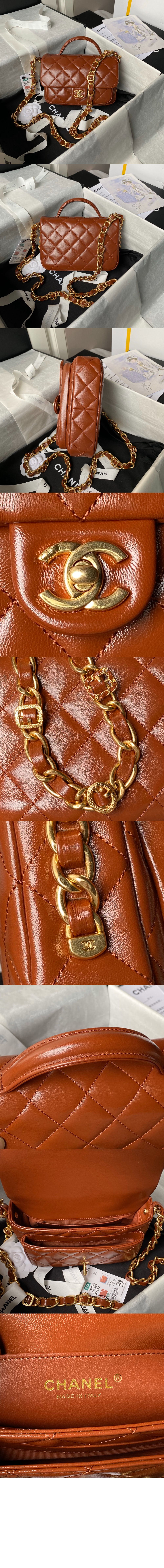 샤넬 핸들 장식의 미니 플랩백 AS4992