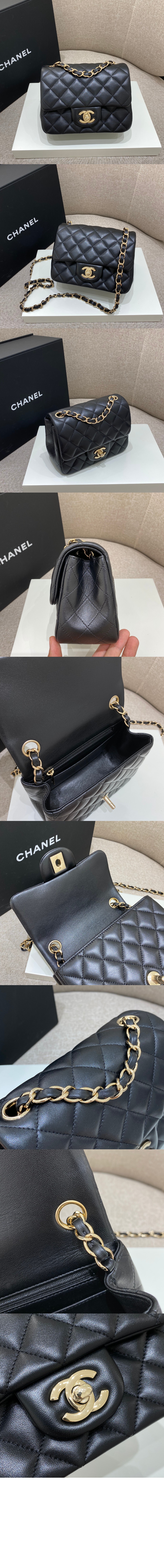 샤넬 클래식 램스킨 쁘띠삭 샴페인골드 A35200