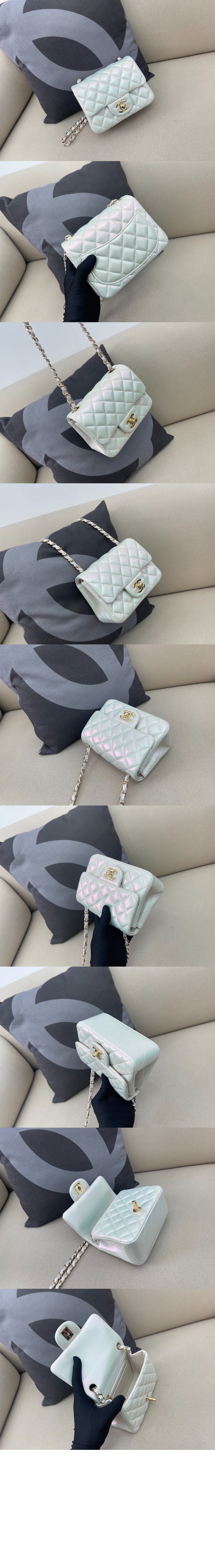 샤넬 클래식 램스킨 쁘띠삭 샴페인골드 A35200