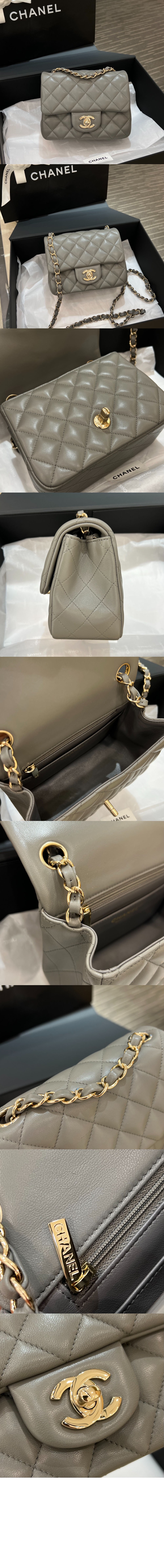 샤넬 클래식 램스킨 쁘띠삭 샴페인골드 A35200