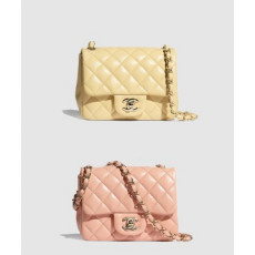 샤넬 클래식 램스킨 쁘띠삭 샴페인골드 A35200