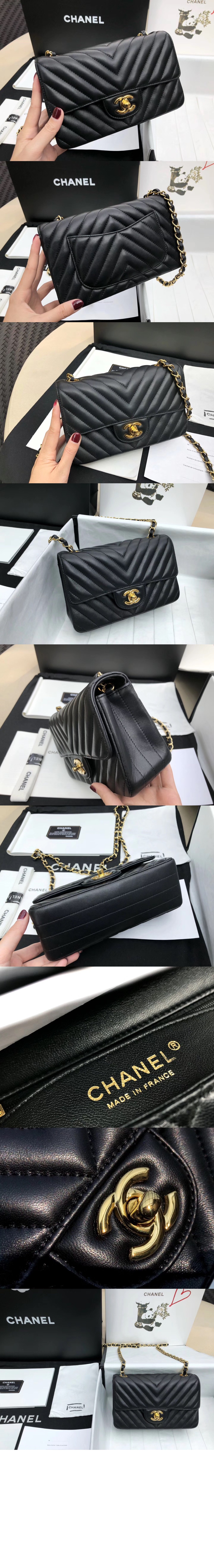 샤넬 쉐브론 클래식 램스킨 뉴미니 A69900