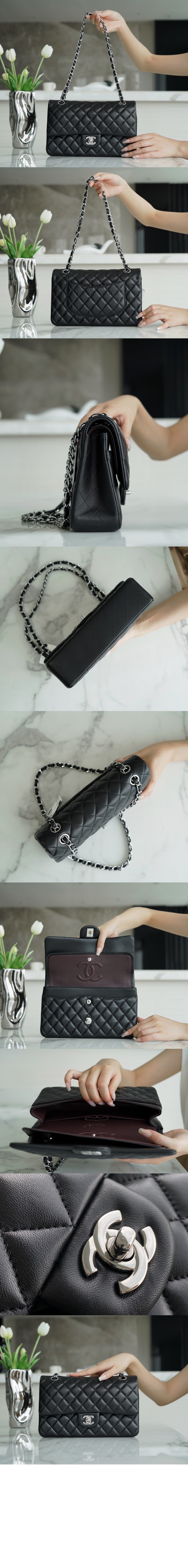 샤넬 클래식 램스킨 미듐 A01112