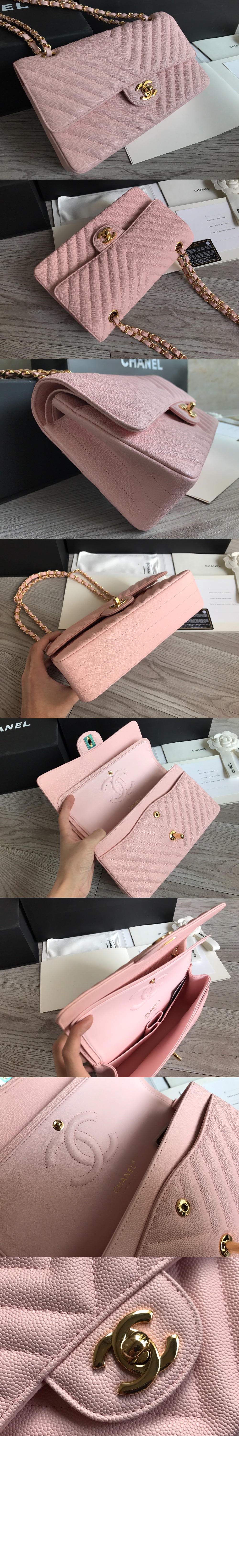 샤넬 쉐브론 클래식 캐비어 미듐 인기색상 A01112