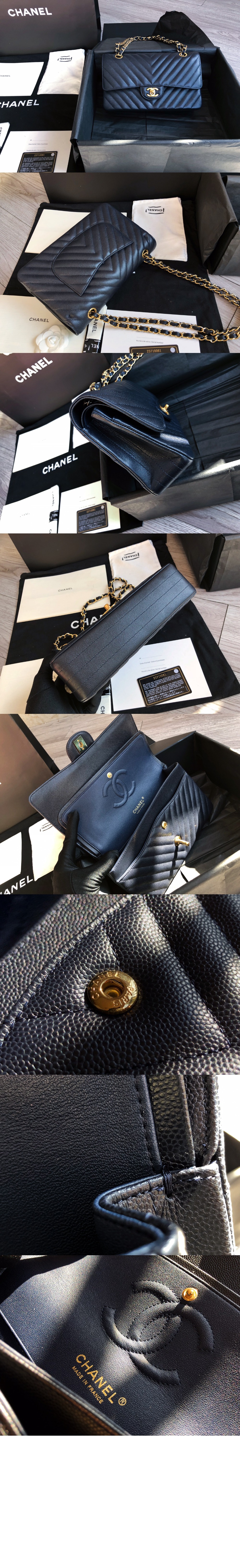 샤넬 쉐브론 클래식 캐비어 미듐 인기색상 A01112