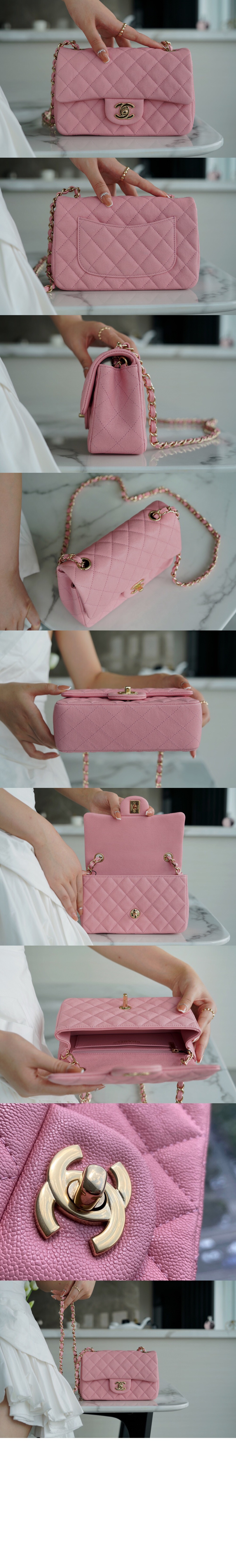 샤넬 클래식 캐비어 뉴미니 샴페인골드 A69900