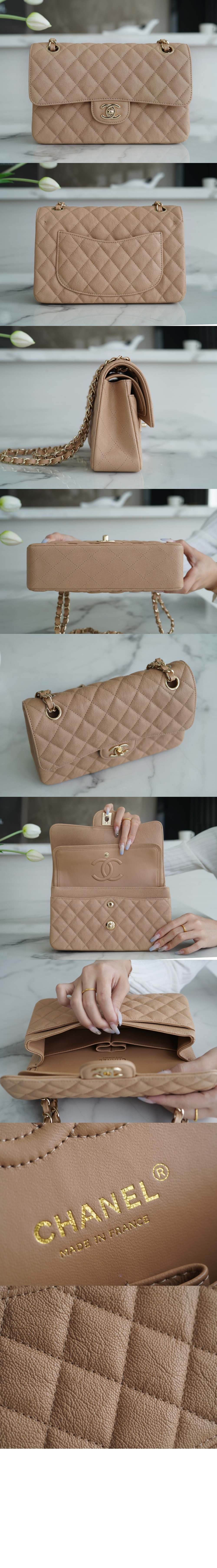 샤넬 클래식 캐비어 스몰 샴페인골드 A01113