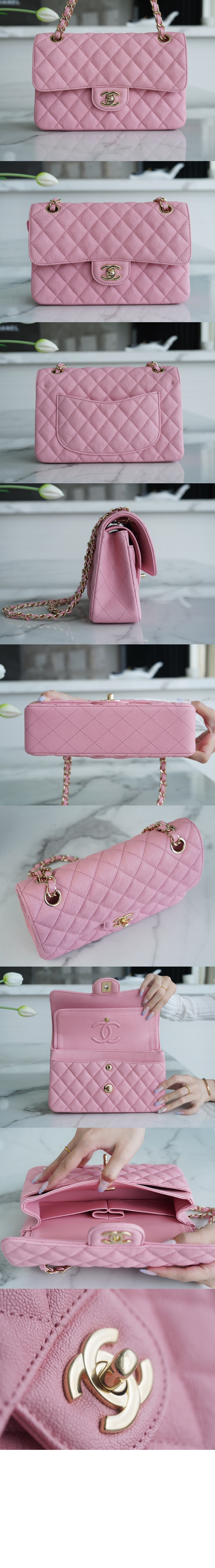 샤넬 클래식 캐비어 스몰 샴페인골드 A01113